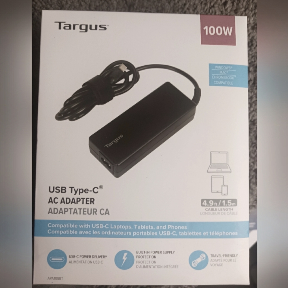 TARGUS USB Type-C AC Adapter 100W model APA108